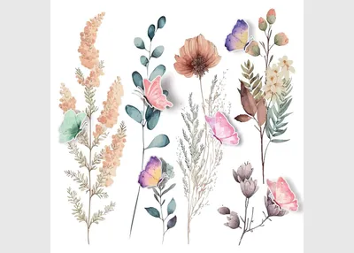 Produktbild von Aquarellblumen 3D Küche, Wohnzimmer, Büro, Schlafzimmer Wandstickers, Wandtattoo