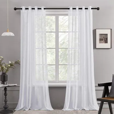 Image de Rideaux blancs transparents avec anneaux - lot de 2 rideaux blancs - 140 x 240 cm