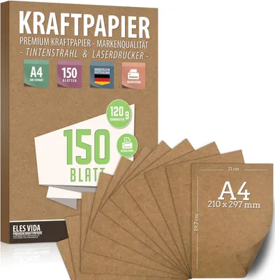 Image de Papier kraft, 120 g, 150 feuilles, format A4 (21x29,7 cm), idéal pour l'impression et les travaux manuels