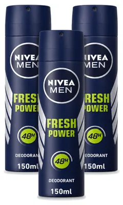 Image de 3 x Déodorant spray NIVEA MEN Fresh Power - 150 ml - Pack avantage - 3 pièces