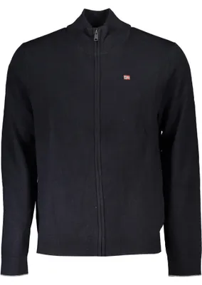 Produktbild von Herren-Cardigan Schwarz mit Reißverschluss & Stickerei-Details