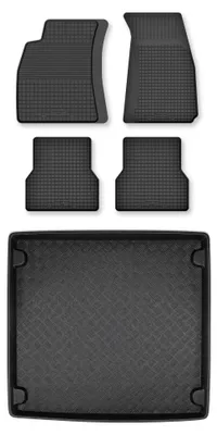 Image de Tapis en caoutchouc + bac de coffre pour Audi A4 B6 2001-2004 (break) – 5 pièces, noirs, semi-universel, adapté