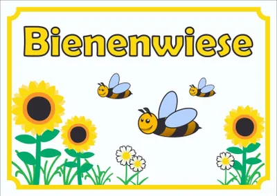 Produktbild von Schild Bienenwiese waagerecht A4 Rückseite selbstklebend