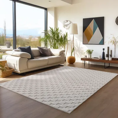 Immagine prodotto di Teppium Tappeto Soggiorno Bouclé Anelli Stile Scandi Design a Quadri Robusto Morbido per Camera da Letto, Dimensioni: 280x370 cm