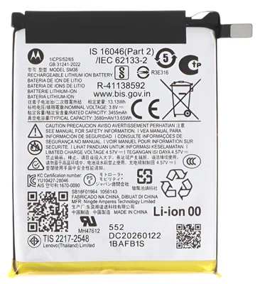 Zdjęcie produktu dla Akumulator główny do telefonu Motorola Razr 70, model SM36, pojemność 3590mAh, zestaw serwisowy, kolor: szary