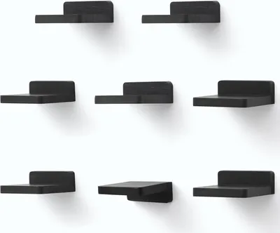 Image de Étagères murales de 10,2 x 10,2 x 4 cm, lot de 8, en bois, de couleur noire, pour la décoration