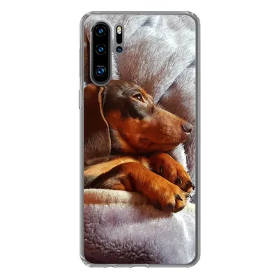 Produktbild von MuchoWow® Handyhülle Schutzhülle Hülle für Huawei P30 Pro Niedlicher Dackel liegt unter der Bettdecke Silikon Softcase Handy Hülle - Schutzdeckel