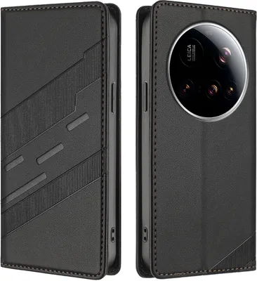 Produktbild von Hülle für Xiaomi 15 Ultra, Kunstleder Brieftaschen Handyhülle mit Kartenfach und Standfunktion Schwarz