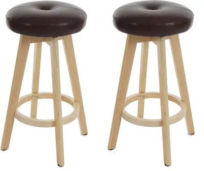 Produktbild von 2er-Set Barhocker Navan, Barstuhl Tresenhocker, Holz Kunstleder drehbar  bordeaux, helle Beine