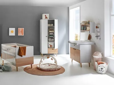 Produktbild von Babyzimmer Set Lovis 3-teilig, Kleiderschrank, Wickelkommode, Babybett, Soft-Close Funktion