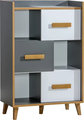 Produktbild von Furniture24 Kommode WERSO W-5, Schrank mit 3 Türen, Regal mit Türen, Hochschrank, Wohnzimmerschrank, Jugnedzimmerschrank