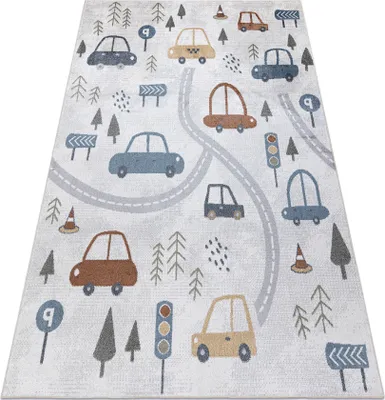 Produktbild von Teppich BONO 8436 Autos, Straße creme / Hellgrau Mehrfarben 120x170 cm