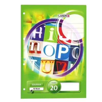 Produktbild von Arbeitsblock A4 50 Blatt 80 g/qm 4-fach gelocht Lineatur 20 (blanko)