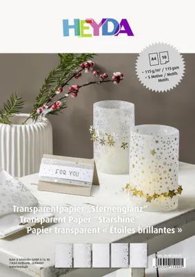 Immagine prodotto di Heyda 204875421 Transparentpapier-Set Weihnachten „Sternenglanz“, A4, 10 Blatt, 115 g/m²