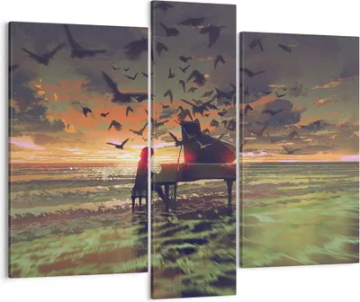 Produktbild von Bild auf Leinwand - Leinwandbild - Klaviermusik - 95x80cm - Wand Bild - Wanddeko - Wandbilder - Leinwanddruck - Bilder - Kunstdruck - Wanddekoration - Leinwand bilder - Wandkunst - CB95x80-3911