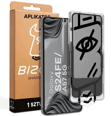 Produktbild von Gehärtetes Glas mit Privatschutzfilter und Applikationsrahmen für Galaxy S24 FE / A57 5G, Bizon Glass Aplikator Shadow, 1 Set