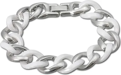 Produktbild von Amello Armband Damen Panzer Edelstahl Keramik silber weiß Schmuck D2ESAX10W