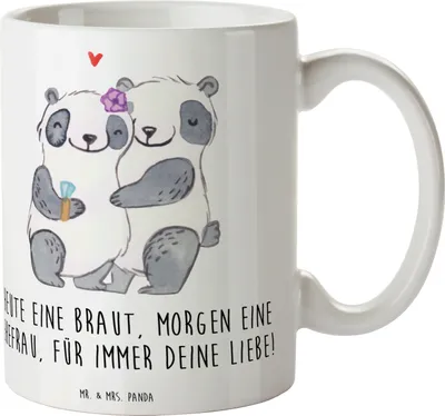 Produktbild von Mr. & Mrs. Panda Becher Braut Liebe - Weiß - Geschenk, Heirat, Hochzeit, Hochzeitstag, Heiraten, Lebensbund, Kaffeetasse, Keramiktasse, Geschenktasse, Kaffeebecher, Tasse