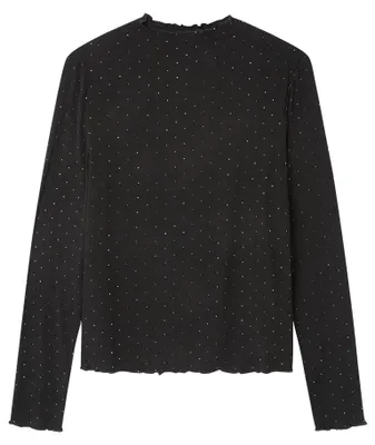 Produktbild von SPRINGFIELD LS Strass Top mit Turtle Neckline T Shirt, Schwarz, M für Damen