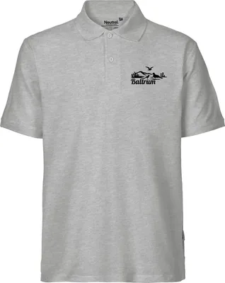 Produktbild von Huuraa Herren Polo Shirt Baltrum Strandmotiv XL Sport Grey Bio Baumwolle Fairtrade Poloshirt Geschenkidee