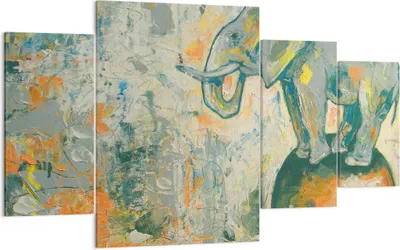 Produktbild von Bild auf Leinwand - Leinwandbild - Elefant Abstraktion - 160x90cm - Wand Bild - Wanddeko - Leinwanddruck - Bilder - Kunstdruck - Wanddekoration - Leinwand bilder - Wandkunst - DL160x90-3566