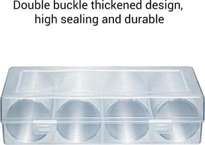 Zdjęcie produktu dla 60 kapsuł na monety, 41 mm, okrągłe pudełko, plastikowe pudełko do przechowywania przedmiotów kolekcjonerskich, z zewnętrzną pokrywą