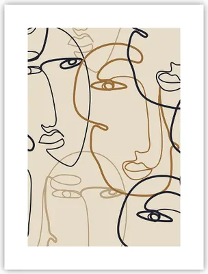 Produktbild von Poster - Poster ohne Rahmen - Frau Gesicht Linie - 30x40 cm - Wand Bild - Wanddeko - Wandbilder - Kunstposter - Wandposter - Bilder - Kunstdruck - Wanddekoration - Wandbild - P2XPA30x40-5109