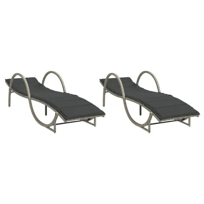 Immagine prodotto di vidaXL Lettini prendisole 2 pezzi con cuscini in rattan grigio chiaro