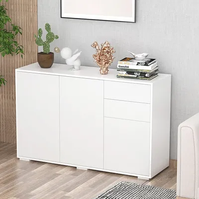 Productafbeelding van Dressoir - Sideboard - Opbergkast - Ladekast - Commode - Wit - 117x36x74 cm - Push-to-Open