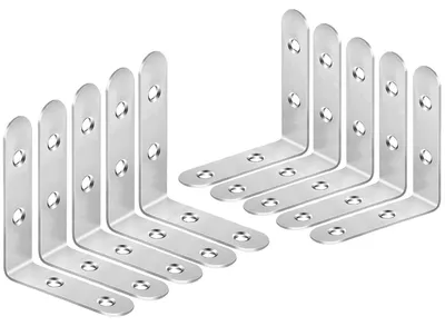 Obrázek produktu pro Spojky úhlu 90 stupňů, nerezová ocel, 10 kusů, rozměry 65 mm x 65 mm, stříbrná barva
