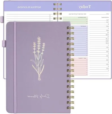 Image de Agenda quotidien - Carnet de notes - Amélioration de la productivité - Design sans couleur - Format A5 - Violet
