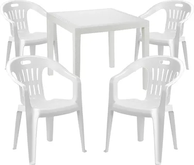 Sitzgarnitur Bistrogarnitur 5-teilig Kunststoff Weiß