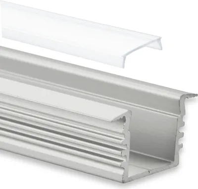 Produktbild von GX-PL3 LED EINBAU-Profil 200 cm, hoch/Flügel, LED Stripes max. 12mm, silber 2m Abdeckung opal