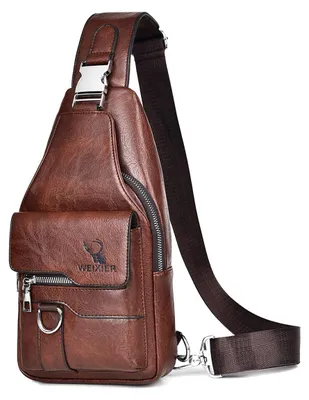 Produktbild von A-QMZL Brusttasche für Herren, aus Leder, Schultertasche, Umhängetasche, lässig,