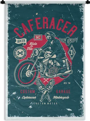 Produktbild von MuchoWow® Wandteppich Wandbehang Mancave - Motor - Werkzeuge - Retro 120x180 cm Tapisserie Dekoration Wandtuch - Schlafzimmer - Dekorationen für das Haus