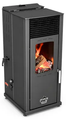 Image de Poêle à granulés hybride, noir - Puissance de 8 kW - Capacité de 19 litres - Chauffage efficace