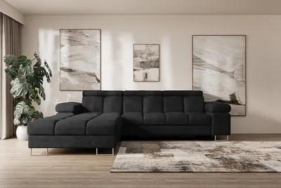 Produktbild von ALTDECOR Ecksofa mit Schlaffunktion und Bettkasten - COMA L - 271x203x79 - Beige Corner Sofa Eckcouch Couch L-Form, links/rechts angeordnet, Schlafcouch Ausziehbar Wohnlandschaft