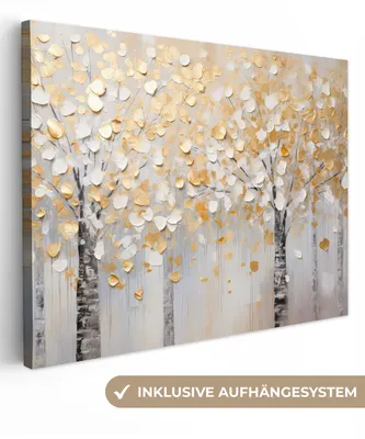 Produktbild von MuchoWow® - Leinwandbilder - Bäume - Aquarell - Kunst - Natur, Wandbild, Wanddeko Bilder Wohnzimmer, 80x60cm