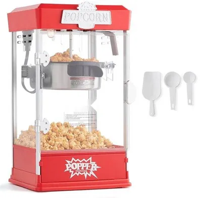 Immagine prodotto di Macchina per popcorn 480W - Macchina per popcorn da 4 oz - Macchina per popcorn rossa - Potente macchina per popcorn