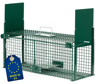 Produktbild von ITA Lebendfalle 5067 61x23x21 cm - Wetterfeste & Zuverlässige Falle für Ratten, Marder, Siebenschläfer und ähnlich große Tiere - Rattenfalle Marderfalle - Fertig Montiert, Bissschutz, Tragegriff
