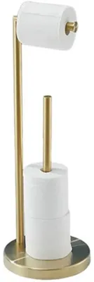 Produktbild von Toiletpapierhalter aus Edelstahl, stehend, freistehender Toiletpapierhalter, stehender Toiletpapierspender mit Aufbewahrungsraum, Spender für 5 Toiletpapierrollen (Gold)