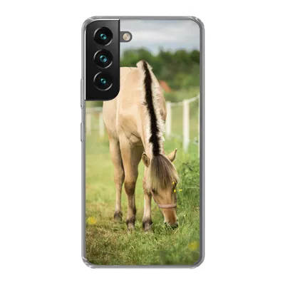 Produktbild von MuchoWow® Handyhülle Schutzhülle Hülle für Samsung Galaxy S22 Porträt eines Fjordpferdes auf einer Wiese Silikon Softcase Handy Hülle - Mobiltelefonhülle