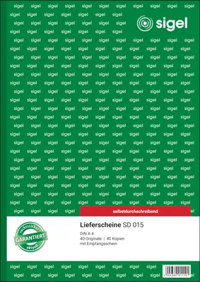 Image de Sigel® SD015 Bulletin de livraison avec accusé de réception - A4, 1ère et 2ème feuilles imprimées, SD, MP, 2 x 40 feuilles