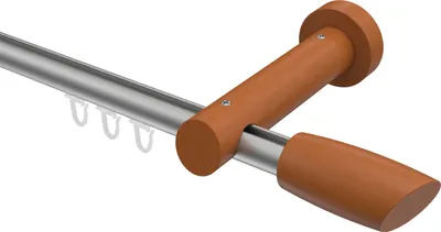 Produktbild von Interdeco Innenlaufstange / Gardinenstange mit Innenlauf Silbergrau / Kirschbaum lackiert, Typ Talent Etta (Ellipse Schräge), 20 mm Ø 1-läufig, 280 cm