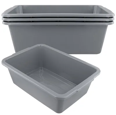 Immagine prodotto di Set di 4 contenitori grigi – Contenitori in plastica impilabili per uso domestico