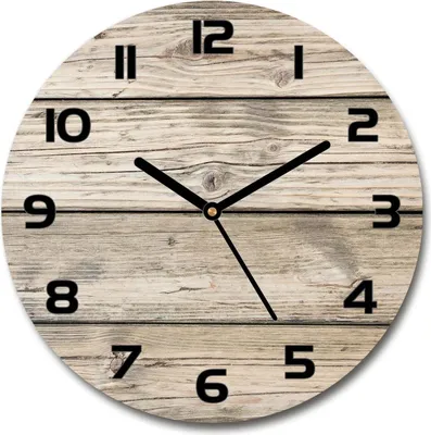 Produktbild von Wanduhr aus Glas 30fi Glasbild Glasuhr Gehärtetes Glas - schwarze-zeiger - Wooden background