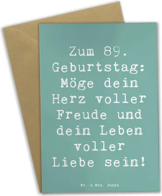 Produktbild von Mr. & Mrs. Panda Grußkarte Spruch 89. Geburtstag Freude - Meeresbrise - Geschenk, Geburtstagsgeschenk, einladungskarten, Happy Birthday, Meilenstein, 89 Jahre, Klappkarte