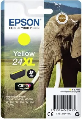 Obrázok produktu pre Atramentová kazeta, EPSON T2434 XL, žltá, séria Eléphant, C13T24344012
