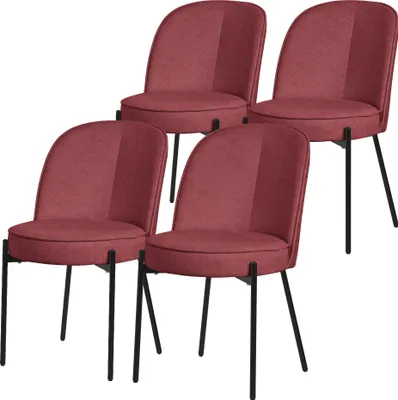 Zdjęcie produktu dla ML-Design krzesła do jadalni zestaw 4 czerwonych krzeseł kuchennych z poliestru z metalowymi nogami krzesło do salonu z oparciem tapicerowane krzesła do jadalni kuchnia