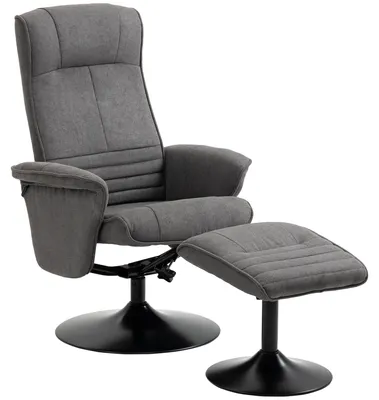 Produktbild von HOMCOM Relaxsessel mit Fußhocker verstellbare Rückenlehne Schaumstoff Dunkelgrau